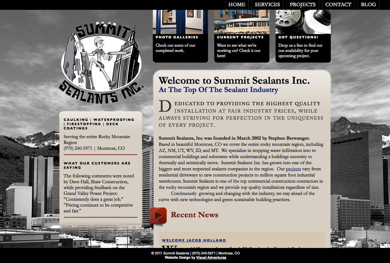 summit sealants website home page