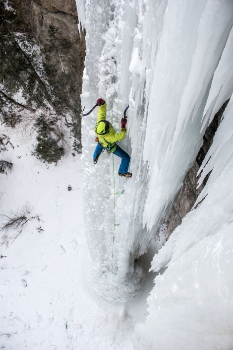 David Roetzel climbs Grizzle Creek Falls
