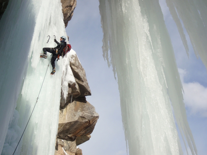Jack Jefferies ice climbing Glenwood Falls